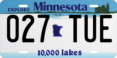 MN license plate 027TUE