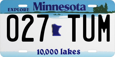 MN license plate 027TUM
