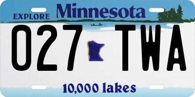 MN license plate 027TWA
