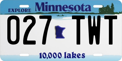 MN license plate 027TWT