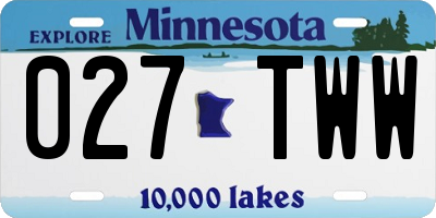 MN license plate 027TWW
