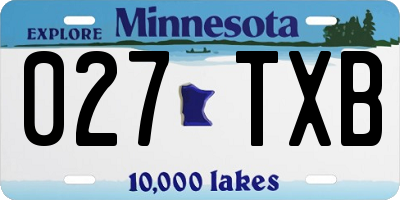 MN license plate 027TXB