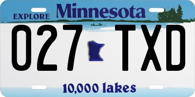 MN license plate 027TXD