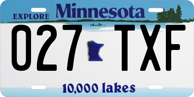 MN license plate 027TXF