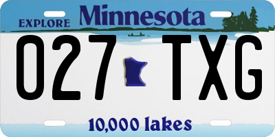 MN license plate 027TXG