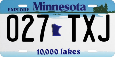 MN license plate 027TXJ