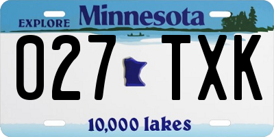 MN license plate 027TXK