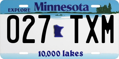 MN license plate 027TXM