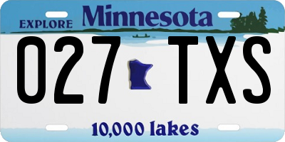 MN license plate 027TXS