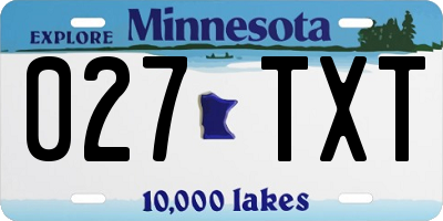 MN license plate 027TXT
