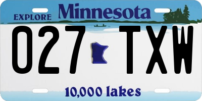 MN license plate 027TXW
