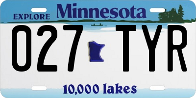 MN license plate 027TYR