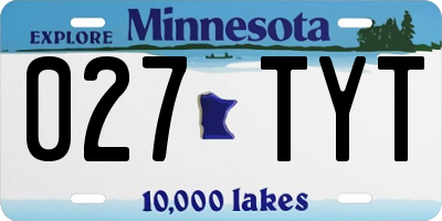 MN license plate 027TYT