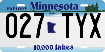 MN license plate 027TYX