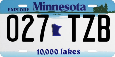 MN license plate 027TZB