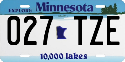 MN license plate 027TZE