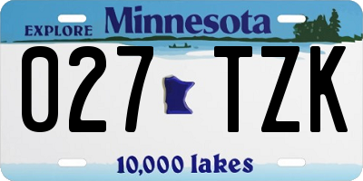 MN license plate 027TZK