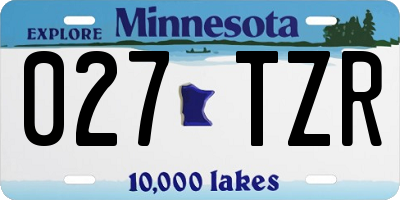 MN license plate 027TZR