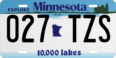 MN license plate 027TZS