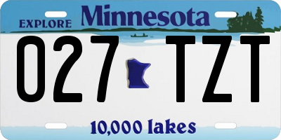 MN license plate 027TZT