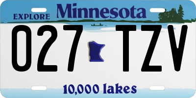 MN license plate 027TZV