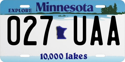 MN license plate 027UAA