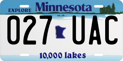MN license plate 027UAC