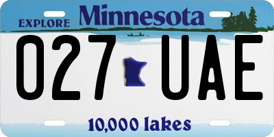 MN license plate 027UAE