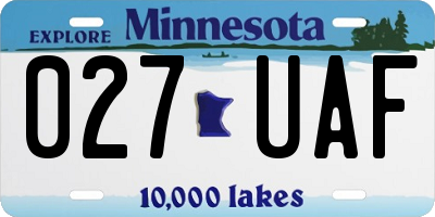 MN license plate 027UAF