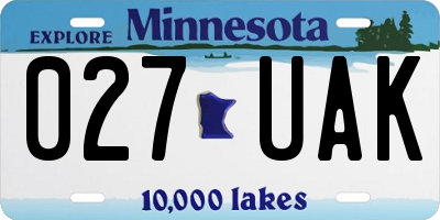 MN license plate 027UAK