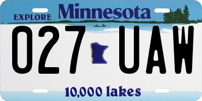 MN license plate 027UAW