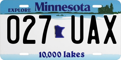 MN license plate 027UAX