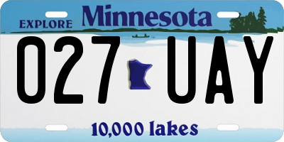 MN license plate 027UAY