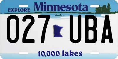 MN license plate 027UBA