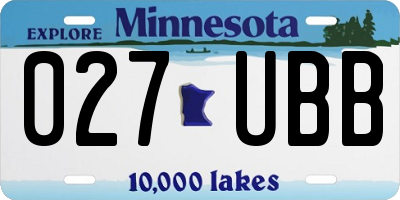 MN license plate 027UBB