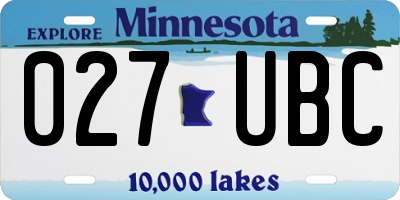 MN license plate 027UBC