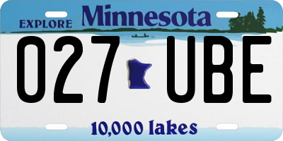 MN license plate 027UBE