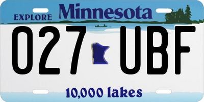 MN license plate 027UBF