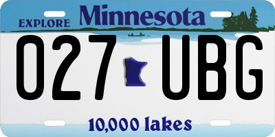 MN license plate 027UBG