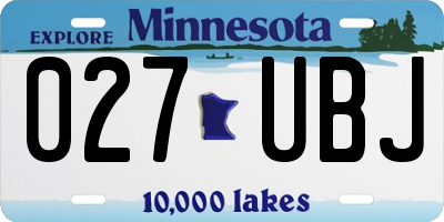 MN license plate 027UBJ