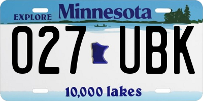 MN license plate 027UBK