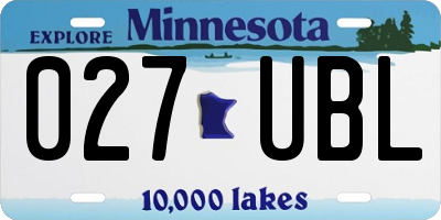 MN license plate 027UBL