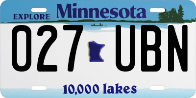 MN license plate 027UBN