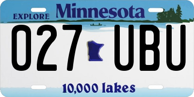 MN license plate 027UBU