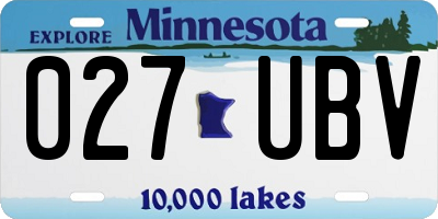 MN license plate 027UBV