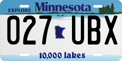 MN license plate 027UBX