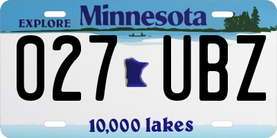 MN license plate 027UBZ