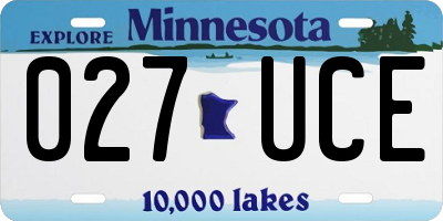 MN license plate 027UCE