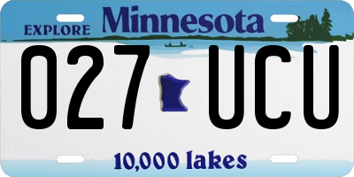 MN license plate 027UCU