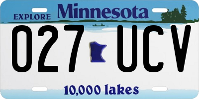 MN license plate 027UCV